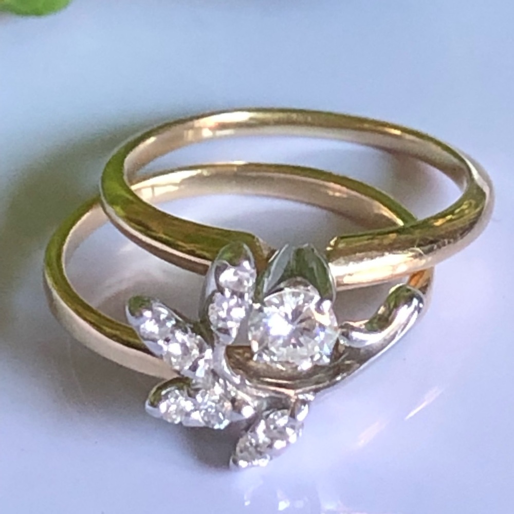 14K Y/G Wedding Engagement Diamond 💎 Set (LC)